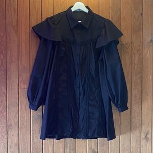 Elegant Black Ruffle Long Sleeve Dress